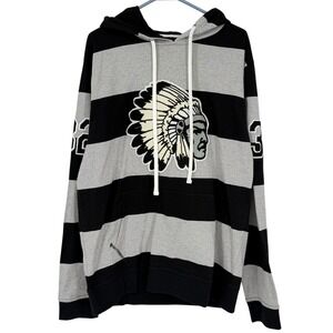 NWT Hustle Gang Black Bear Chief Striped Hoodie Mens XL Black Grey 281-8319